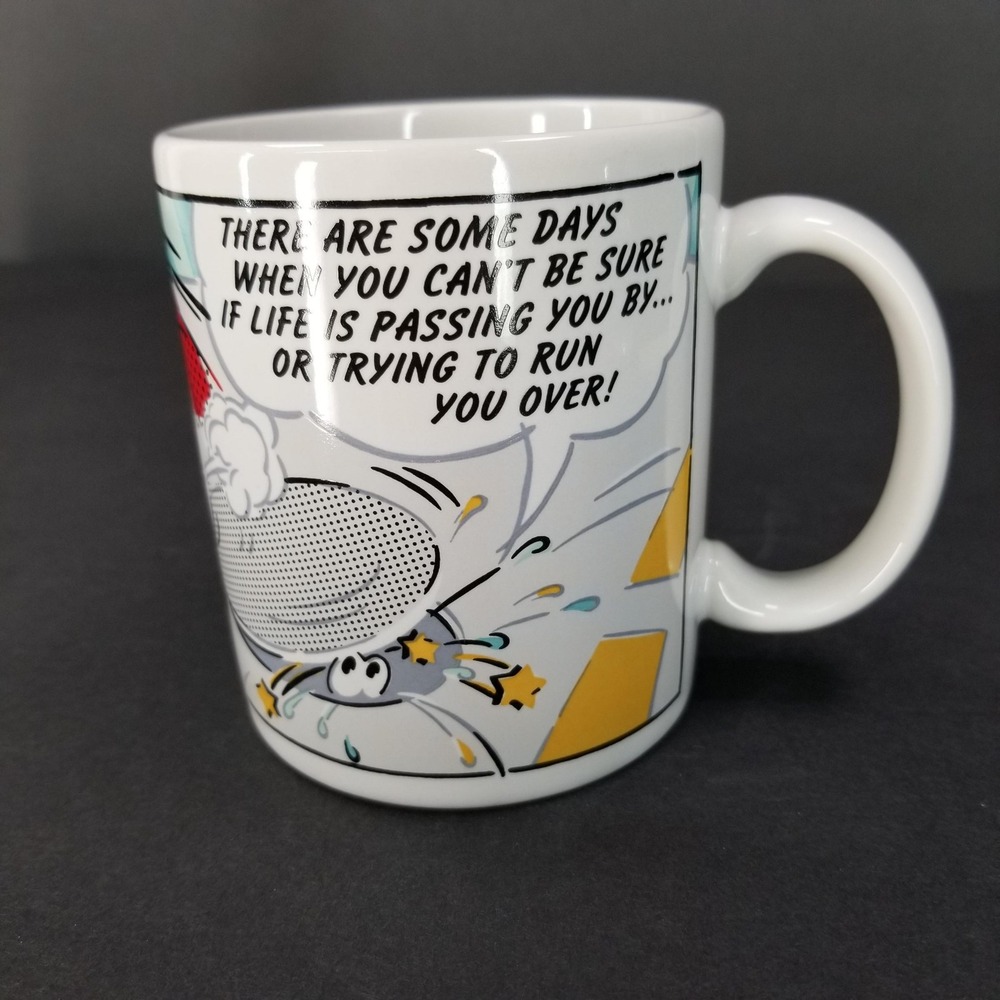 Hallmark Vintage Comic Car Humor‎ Coffee Mug Red Pop Art Graphic Ceramic White
